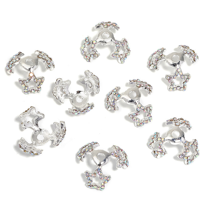 Wholesale 25pcs Diy Heavy Rhinestone Five-pointed Star Flower Holder Bead Cap Angel Wings Diamond Ring Bead Holder Bead Spacer